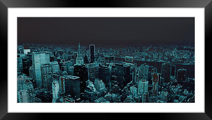 New York in Neon Framed Mounted Print by Megan Winder