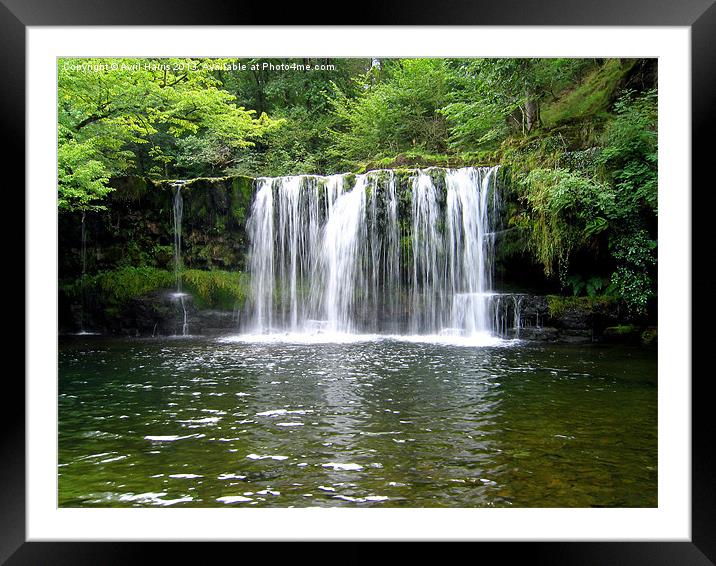 Tranquil River Waterfall Framed Mounted Print by Avril Harris