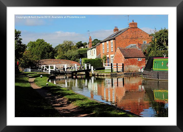Braunston Lock No3 Northamptonshire Framed Mounted Print by Avril Harris