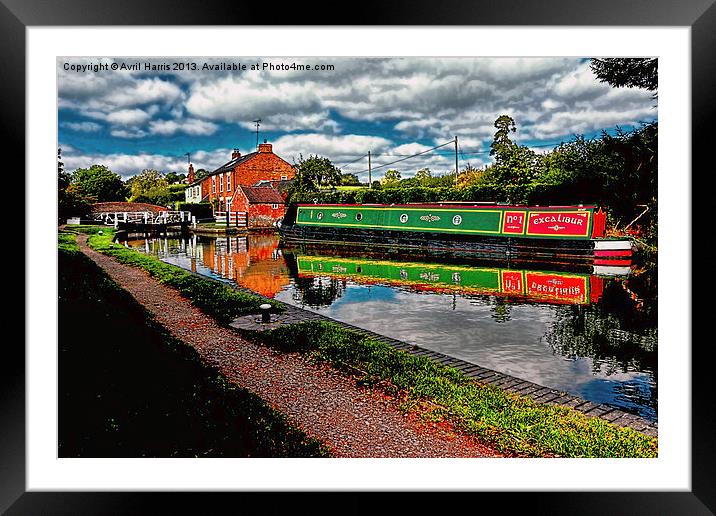 Reflections and Braunston Lock No3 Framed Mounted Print by Avril Harris