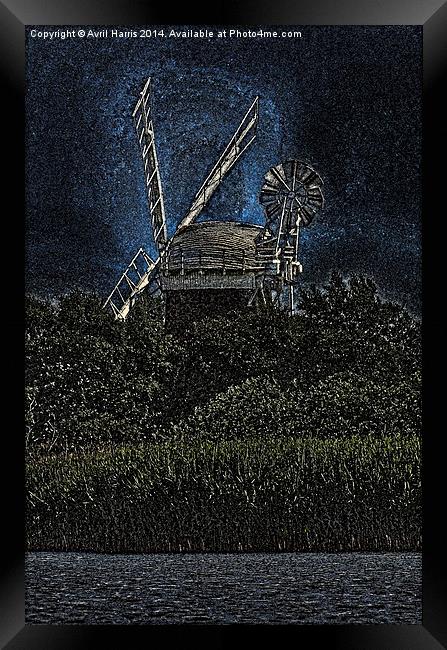 Horsey windmill Framed Print by Avril Harris