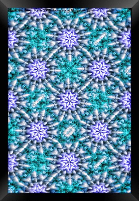 Snowflake kaleidoscope pattern Framed Print by Avril Harris