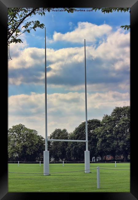  Rugby goal post at Rugby School Framed Print by Avril Harris