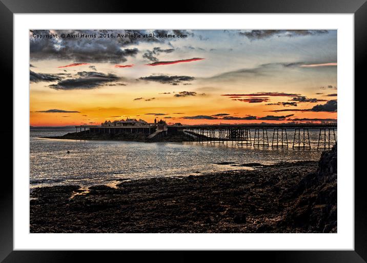 Birnbeck Pier and island Weston-super-Mare Framed Mounted Print by Avril Harris