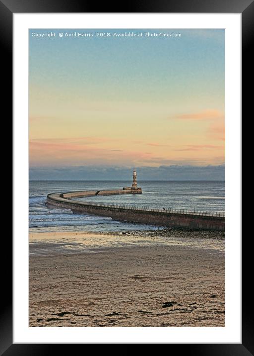 Roker Pier and Lighthouse Sunderland Framed Mounted Print by Avril Harris
