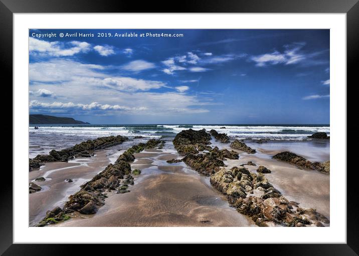 Widemouth Bay Rock Formation Framed Mounted Print by Avril Harris