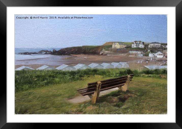 Crooklets Beach Bude Devon Framed Mounted Print by Avril Harris