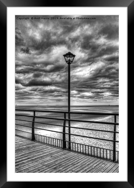 Cleethorpes Pier Lamp Monochrome Framed Mounted Print by Avril Harris