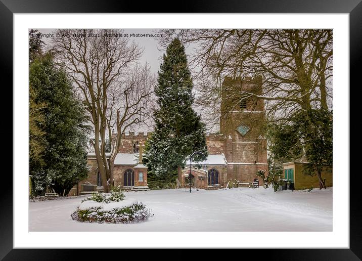  Snowy St Botolph's Church, Rugby, Warwickshire Framed Mounted Print by Avril Harris