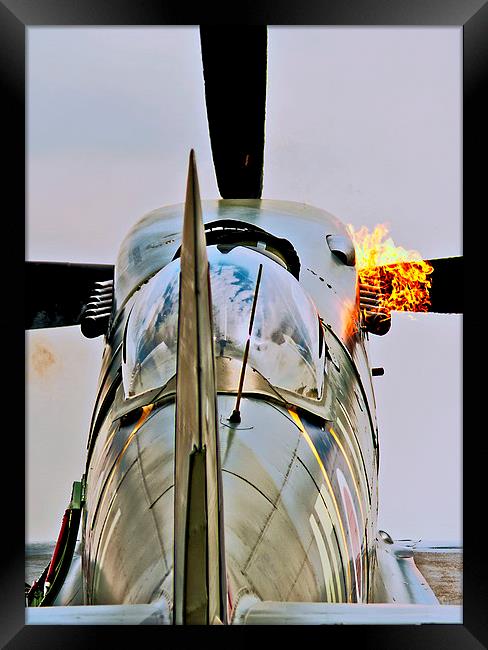  Flaming Spitfire Framed Print by Claire Hartley
