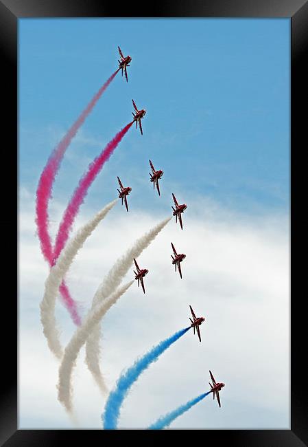  Red Arrows Smoke on Framed Print by Claire Hartley