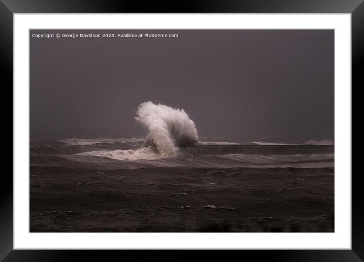 Wave at the Lighthouse Framed Mounted Print by George Davidson