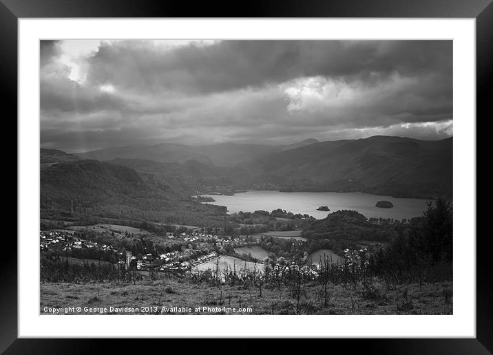 Derwentwater Vintage Framed Mounted Print by George Davidson