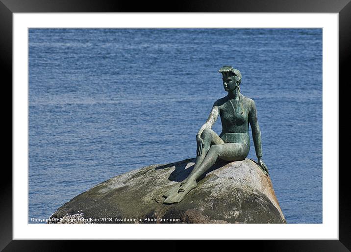 Girl on a Rock Framed Mounted Print by George Davidson