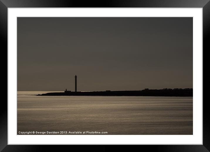 Lighthouse Silhouette Framed Mounted Print by George Davidson