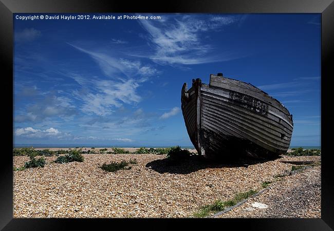 Old Fishing Boat on Dungeness Beach Framed Print by David Haylor