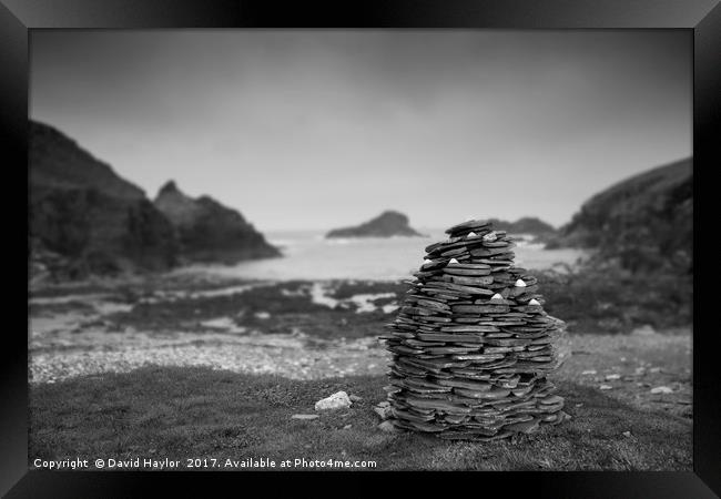 Cairn on the Shore Framed Print by David Haylor