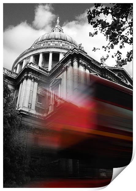 St Pauls Cathedral and a London Bus Print by Jonathan Pankhurst