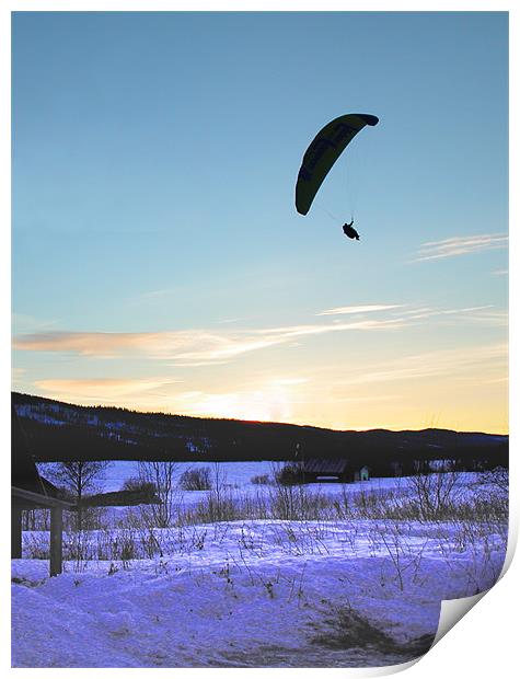 Paraglider landing Print by Jonathan Pankhurst