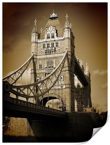 Majestic Tower Bridge in Sepia Print by Jonathan Pankhurst