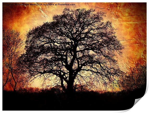 Fiery Winter Tree Print by Annabelle Ward