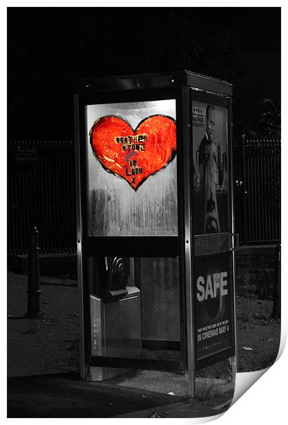 Love Heart Phone Box 2 Print by Nath Rayner