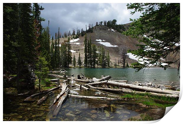 Small mountain lake in Colorado Rockies Print by Claudio Del Luongo