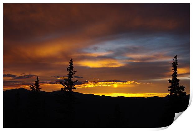 Sun reflection, Rocky Mountains, Colorado Print by Claudio Del Luongo