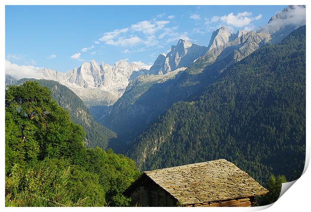 High Alps near Soglio, Switzerland Print by Claudio Del Luongo