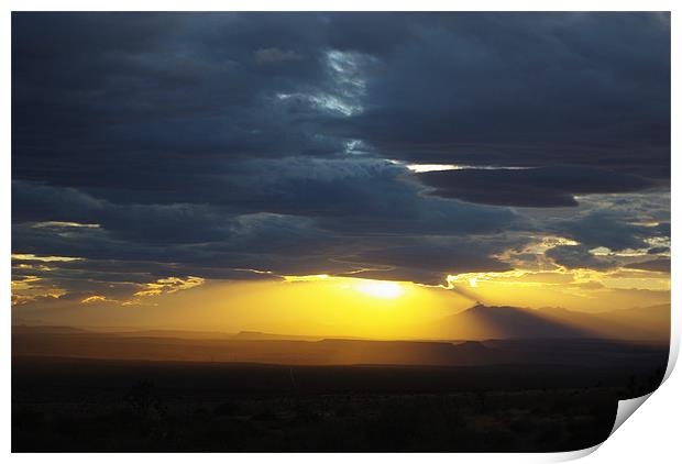 Sunset near Littlefield, Arizona Print by Claudio Del Luongo