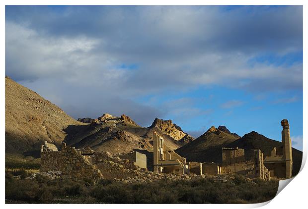 Ghost town of Rhyolite, Nevada Print by Claudio Del Luongo