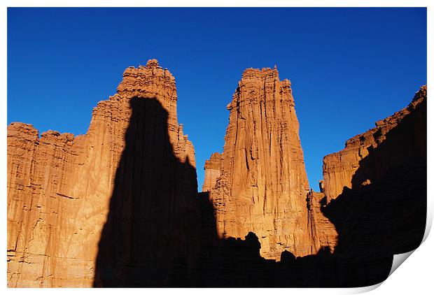 Fisher Towers with climbers Print by Claudio Del Luongo