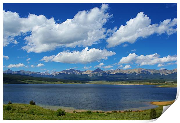 View of Taylor Park Reservoir with Rocky Mountains Print by Claudio Del Luongo