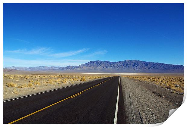 Highway through the desert, Nevada Print by Claudio Del Luongo