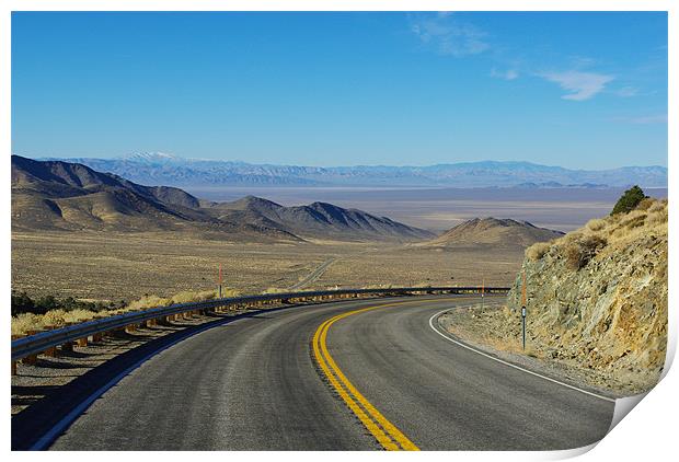 Highway 844, Nevada Print by Claudio Del Luongo