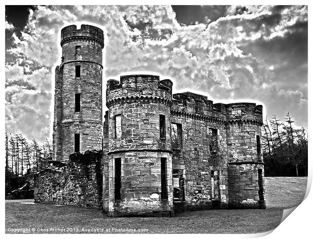 Eglinton Castle Dramatic Monochrome Print by Chris Archer
