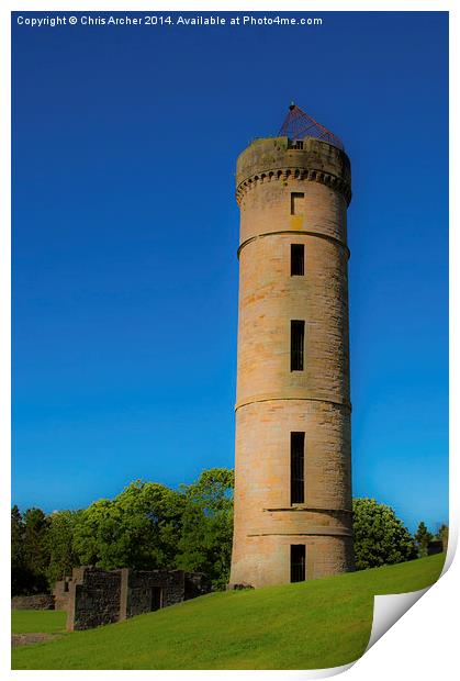 Hazy Eglinton Castle Tower Print by Chris Archer