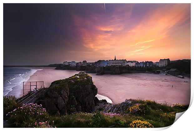 Tenby from St Catherines Print by mark davis