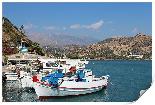 Agia Galini Harbour Print by Paula Guy