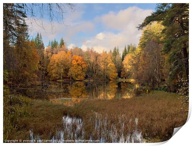 Autumn at Loch Dunmore, Pitlochry Print by yvonne & paul carroll