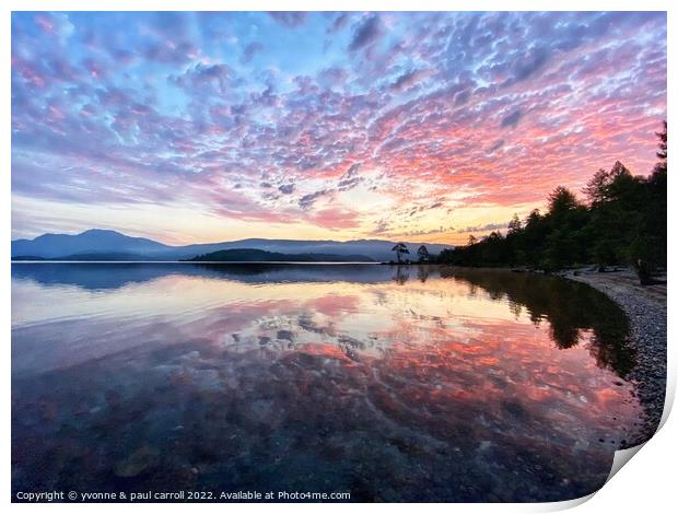 Serene Sunrise at Loch Lomond Print by yvonne & paul carroll