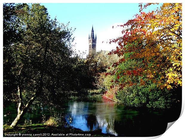Glasgow University from Kelvingrove Park Print by yvonne & paul carroll
