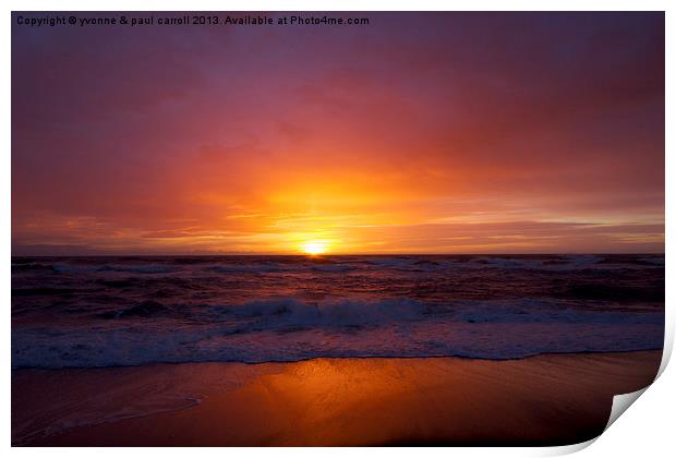 Sunrise on the beach Print by yvonne & paul carroll