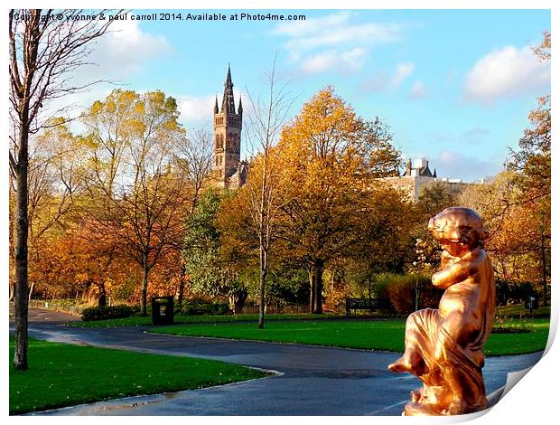  Kelvingrove Park looking towards Glasgow Universi Print by yvonne & paul carroll