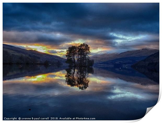 Loch Tay sunset reflections Print by yvonne & paul carroll