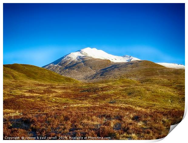 Ben Lawers on a sunny  winters' day Print by yvonne & paul carroll