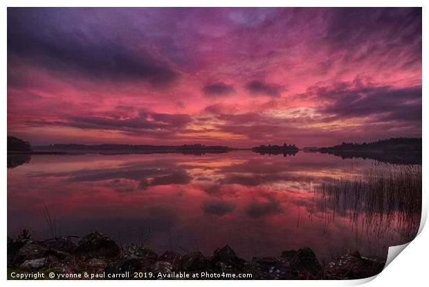 Lake of Menteith winter sunset Print by yvonne & paul carroll