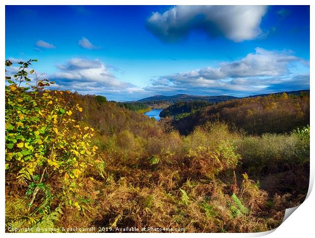 Loch Drunkie surrounded by glowing Autumn colours Print by yvonne & paul carroll