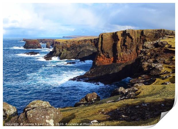 Eshaness sea cliffs, Shetland Print by yvonne & paul carroll