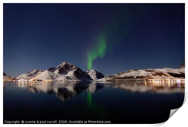 Northern Lights, Lofoten Islands Print by yvonne & paul carroll